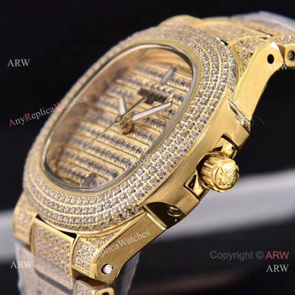 Swiss Quartz Patek Philippe Lady-Nautilus Iced Out Watches Sapphire Glass Swiss Quartz Patek Philippe Lady-Nautilus Iced Out Watches Sapphire Glass