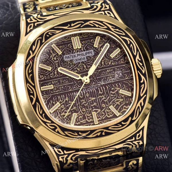 Clone Patek Philippe Nautilus Gold Tattoo Wrist Malachite Green Dial Clone Patek Philippe Nautilus Gold Tattoo Wrist Malachite Green Dial