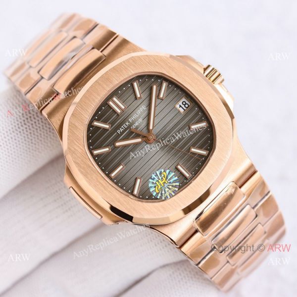 Swiss Copy Patek Philippe Nautilus PPF Factory Cal324 Watch Gray Gradient Dial Rose Gold Swiss Copy Patek Philippe Nautilus PPF Factory Cal324 Watch Gray Gradient Dial Rose Gold