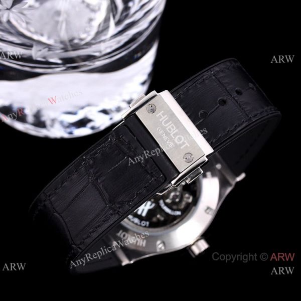 Replica Skeleton Hublot Rainbow Watch Rose Gold 45mm With Brown Leather Strap Replica Skeleton Hublot Rainbow Watch Rose Gold 45mm With Brown Leather Strap