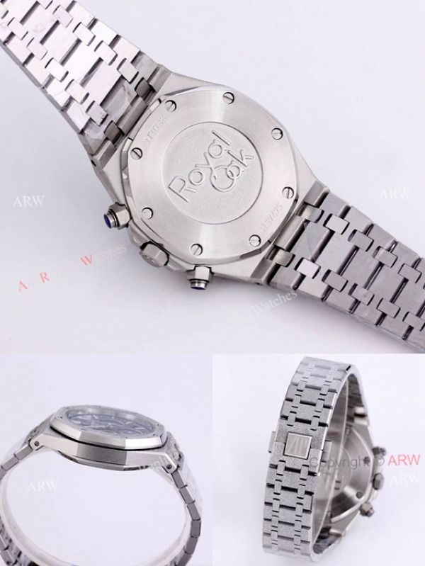 New Audemars Piguet Royal Oak Frosted Gold Chronograph Watch 41mm Black Dial Stainless Steel Bracelet Replica New Audemars Piguet Royal Oak Frosted Gold Chronograph Watch 41mm Black Dial Stainless Steel Bracelet Replica