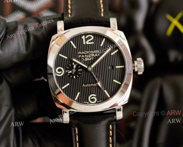 All Black Panerai Radiomir GMT Automatic Watch 45mm Brown Leather Strap High Copy All Black Panerai Radiomir GMT Automatic Watch 45mm Brown Leather Strap High Copy