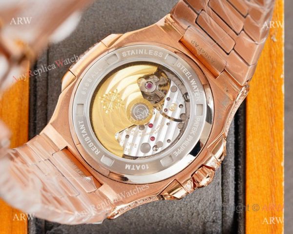 Swiss AAA Replica Patek Philippe Nautilus 9015 Ultra-thin Watch Rose Gold Iced Out Black Dial 40mm Swiss AAA Replica Patek Philippe Nautilus 9015 Ultra-thin Watch Rose Gold Iced Out Black Dial 40mm