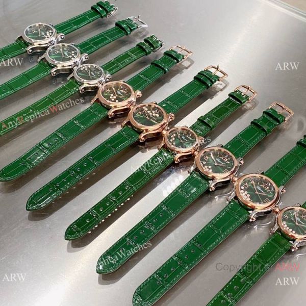 Copy Chopard Happy Sport Quartz Watch Rose Gold Olive Green Face Copy Chopard Happy Sport Quartz Watch Rose Gold Olive Green Face