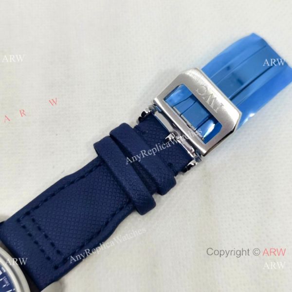 New Copy IWC Pilots Automatic Watch Orange Hand Blue Leather Strap New Copy IWC Pilots Automatic Watch Orange Hand Blue Leather Strap