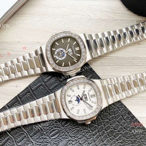 Clone Patek Philippe Annual Calendar Nautilus Watches Olive Green with Diamond 42mm Clone Patek Philippe Annual Calendar Nautilus Watches Olive Green with Diamond 42mm
