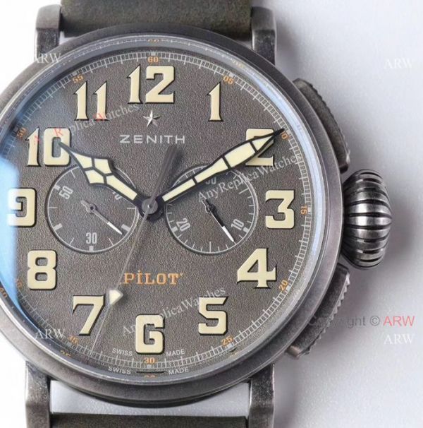 AAA Swiss Grade Replica Zenith Pilot Type 20 Extra Special Chronograph Dial Green Leather Band Watch AAA Swiss Grade Replica Zenith Pilot Type 20 Extra Special Chronograph Dial Green Leather Band Watch