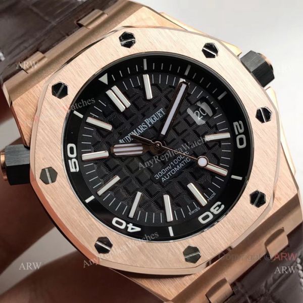 Swiss Grade Replica Audemars Piguet Divers 3120 Watch Rose Gold Black Bezel Swiss Grade Replica Audemars Piguet Divers 3120 Watch Rose Gold Black Bezel
