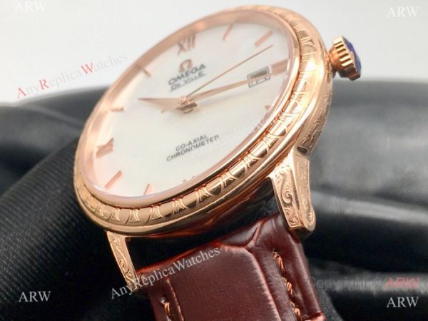 SWISS Replica Omega De Ville Rose Gold Mother of Pearl Dial Watches SWISS Replica Omega De Ville Rose Gold Mother of Pearl Dial Watches