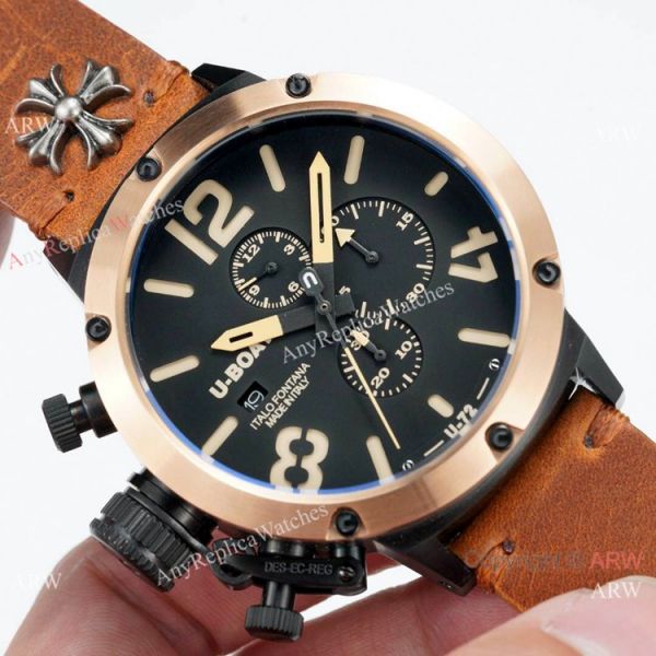 U Boat Classico U-72 Replica Watches Rose Gold Bezel Black Dial U Boat Classico U-72 Replica Watches Rose Gold Bezel Black Dial