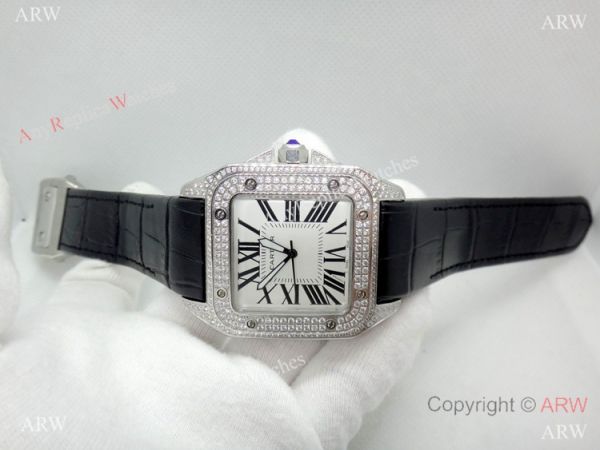 Cartier Santos Diamond Replica Watch Stainless Steel QUARTZ 39mm Cartier Santos Diamond Replica Watch Stainless Steel QUARTZ 39mm