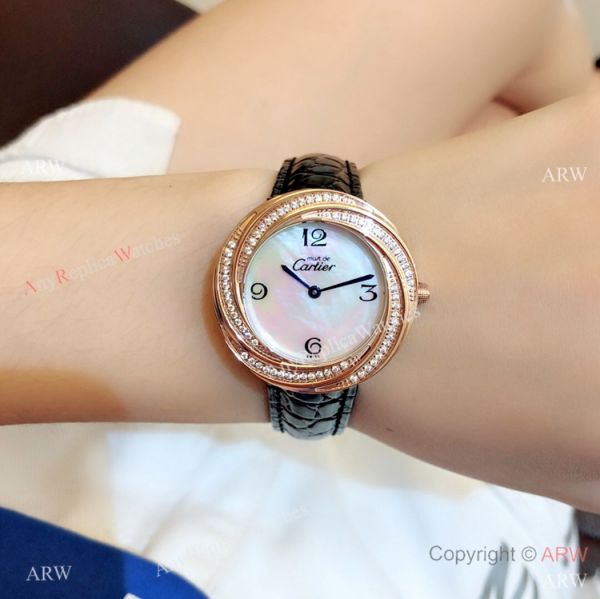 Perfect Replica Cartier Rose Gold White MOP Dial Watches For Sale Perfect Replica Cartier Rose Gold White MOP Dial Watches For Sale
