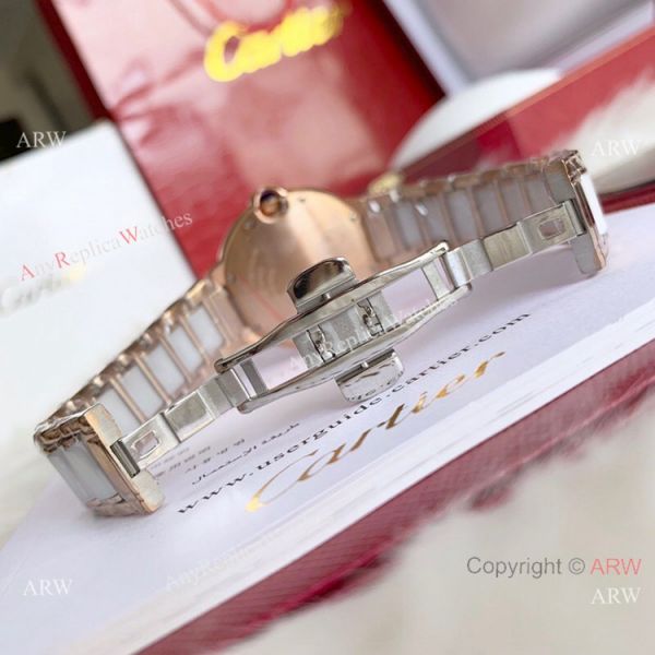Copy Cartier Ballon Bleu quartz 36mm Watch White CeramicRose Gold Case Copy Cartier Ballon Bleu quartz 36mm Watch White CeramicRose Gold Case
