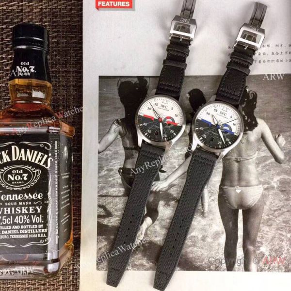 Swiss Replica IWC Pilots Top Gun SS Black Leather Strap Watch Swiss Replica IWC Pilots Top Gun SS Black Leather Strap Watch