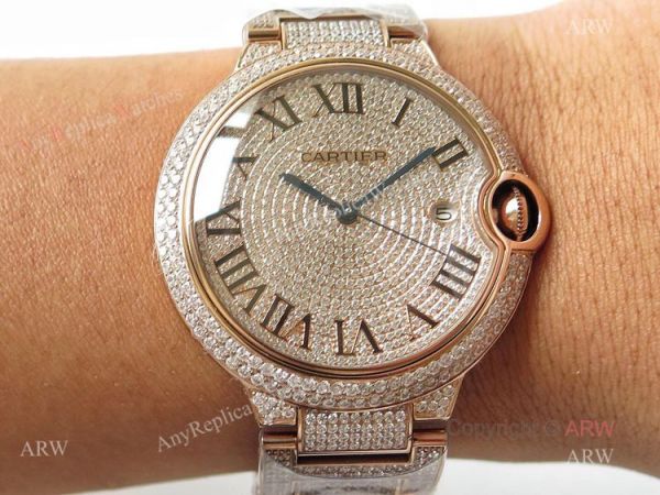 (TW) Swiss Quality Replica Cartier Ballon Bleu Rose Gold Diamond Watches (TW) Swiss Quality Replica Cartier Ballon Bleu Rose Gold Diamond Watches