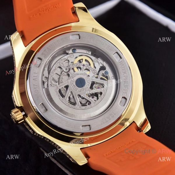 Replica Patek Philippe Aquanaut Watches Brown Hollow Dial Diamond Bezel Replica Patek Philippe Aquanaut Watches Brown Hollow Dial Diamond Bezel