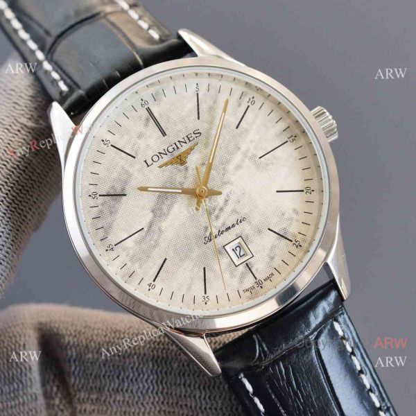 Replica Longines Elegant Gray Meteorite Texture Dial Black Leather Strap Watch 8215 Movement Replica Longines Elegant Gray Meteorite Texture Dial Black Leather Strap Watch 8215 Movement