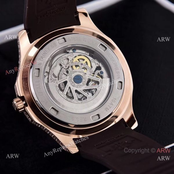 Replica Patek Philippe Aquanaut Diamond Watches Hollow Dial Rose Gold Replica Patek Philippe Aquanaut Diamond Watches Hollow Dial Rose Gold
